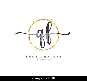 QF Initial letter handwriting and signature logo. A concept handwriting initial logo with template element. Stock Vector