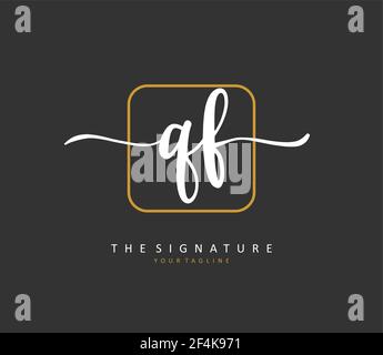 QF Initial letter handwriting and signature logo. A concept handwriting initial logo with template element. Stock Vector