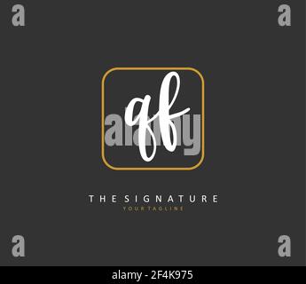 QF Initial letter handwriting and signature logo. A concept handwriting initial logo with template element. Stock Vector