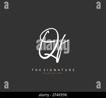 QF Initial letter handwriting and signature logo. A concept handwriting initial logo with template element. Stock Vector