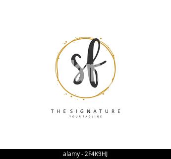 SF Initial letter handwriting and signature logo. A concept handwriting initial logo with template element. Stock Vector