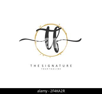 TF Initial letter handwriting and signature logo. A concept handwriting initial logo with template element. Stock Vector