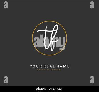 TF Initial letter handwriting and signature logo. A concept handwriting initial logo with template element. Stock Vector