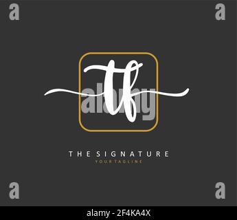 TF Initial letter handwriting and signature logo. A concept handwriting initial logo with template element. Stock Vector