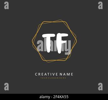 TF Initial letter handwriting and signature logo. A concept handwriting initial logo with template element. Stock Vector