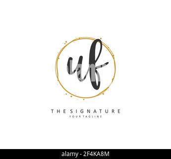 UF Initial letter handwriting and signature logo. A concept handwriting initial logo with template element. Stock Vector