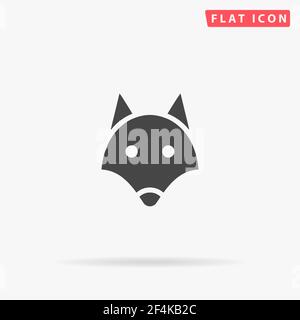 Fox Head flat vector icon. Hand drawn style design illustrations. Stock Vector