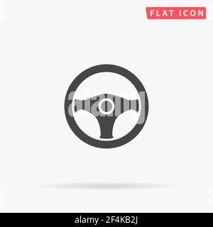 Steering Wheel flat vector icon. Hand drawn style design illustrations. Stock Vector