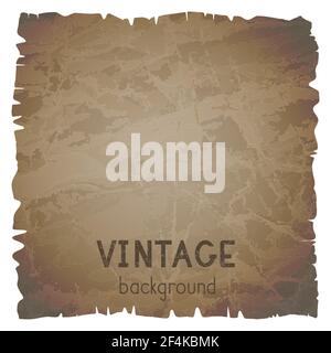 Vector vintage background with torn edges. Grunge texture of old paper. Stock Vector