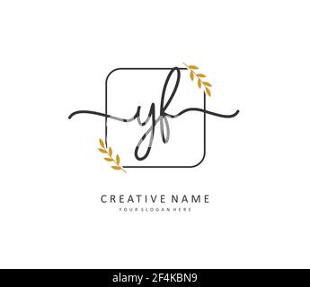 YF Initial letter handwriting and signature logo. A concept handwriting initial logo with template element. Stock Vector