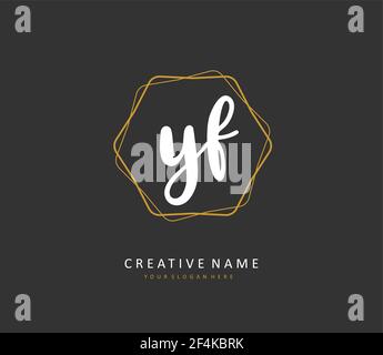 YF Initial letter handwriting and signature logo. A concept handwriting initial logo with template element. Stock Vector