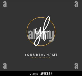 YF Initial letter handwriting and signature logo. A concept handwriting initial logo with template element. Stock Vector