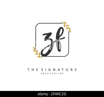 ZF Initial letter handwriting and signature logo. A concept handwriting ...