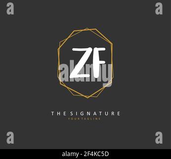 ZF Initial letter handwriting and signature logo. A concept handwriting ...