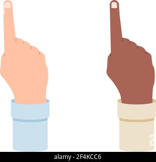 White and black hand points a finger vector illustration isolated on white background Stock Vector