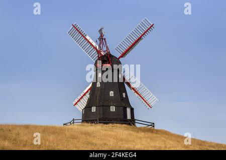 geography / travel, Denmark, Syddanmark, isle Langeland, Skovsgaard mill with bulbar cap on the isle L, Additional-Rights-Clearance-Info-Not-Available Stock Photo