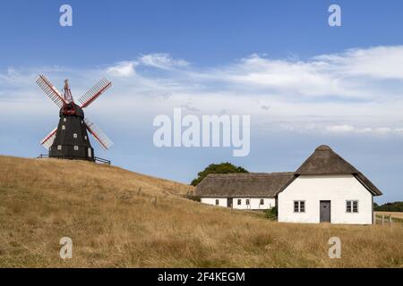 geography / travel, Denmark, Syddanmark, isle Langeland, Skovsgaard mill with bulbar cap on the isle L, Additional-Rights-Clearance-Info-Not-Available Stock Photo