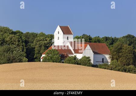 geography / travel, Denmark, Syddanmark, isle Langeland, Humble church on the isle Langeland, Syddanma, Additional-Rights-Clearance-Info-Not-Available Stock Photo
