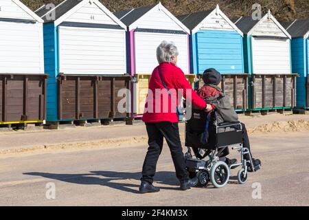 Bournemouth, Dorset UK. 22nd March 2021. UK weather: lovely warm sunny Spring day at Bournemouth beaches as people head to the seaside during Lockdown 3.  Credit: Carolyn Jenkins/Alamy Live News Stock Photo