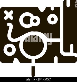 Vintage Map Route Research Icon Vector Stock Vector