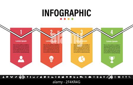 Infographic design template with business concept vector illustration with 4 steps or options or processes represent work flow or diagram Stock Vector