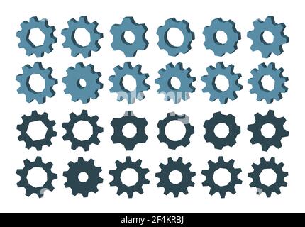 Set of gears on white background. Suitable vector for factory, industrial, technology, website, digital, mechanic, wheel. Vector illustration Stock Vector