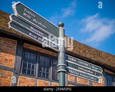 Sign Post with Attractions, Henley-On-Thames, Oxfordshire, England, UK, GB. Stock Photo