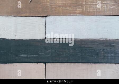 Wooden background from painted boards in the same style. Stock Photo
