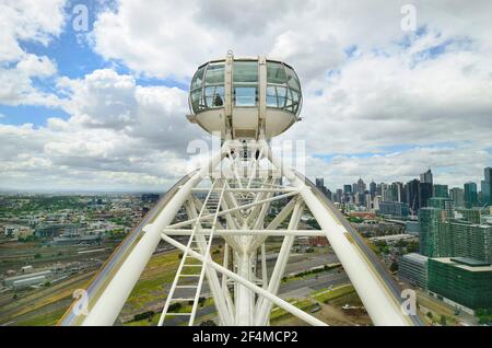 Melbourne, VIC, Australia - November 03, 2017: Transport cabin of Melbourne Star an observation wheel and tourist attraction in Docklands district Stock Photo