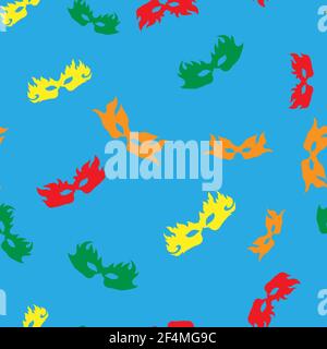Silhouette of Masks Seamless Pattern. Symbol of Masquerade Stock Vector