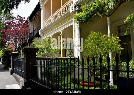 Melbourne, VIC, Australia - November 05, 2017: Residential building in Victorian style in East Melbourne Stock Photo