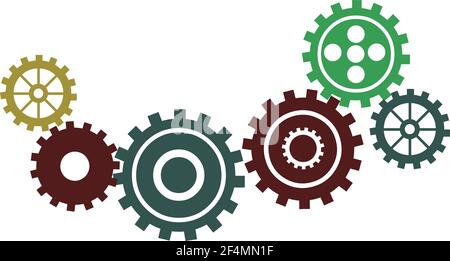 Industrial cogs gears illustration vector isolated on white background Stock Vector