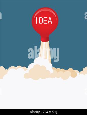 Rocket bulb launching illustration, business startup concept Stock Vector