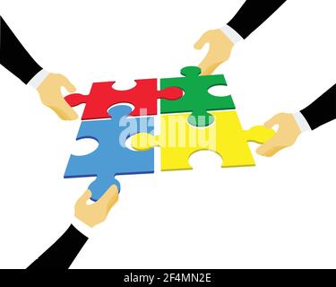 New business stratagies Business puzzle team work illustration on white background Stock Vector