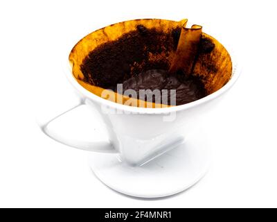 Porcelain coffee filter insert isolated on white background Stock Photo