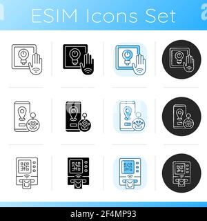 Contactless technology icons set Stock Vector