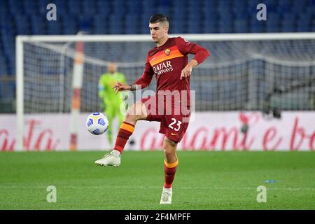 Rome, Italy. 21st Mar, 2021. Gianluca Mancini of A.S. Roma in action during the 2020-2021 Italian Serie A Championship League match between A.S. Roma and S.S.C. Napoli at Stadio Olimpico.Final score; A.S. Roma 0:2 S.S.C. Napoli. Credit: SOPA Images Limited/Alamy Live News Stock Photo