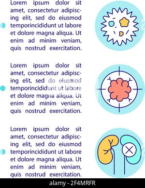 Microplastics health effects concept line icons with text Stock Vector