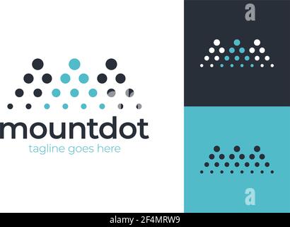 vector logo letter m mountain investment landscape concept dots halftone shape. Stock Vector