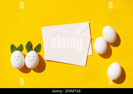 Easter scene with white eggs Stock Photo