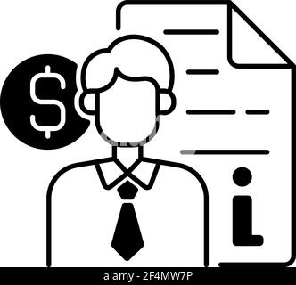 Broker consultation black linear icon Stock Vector