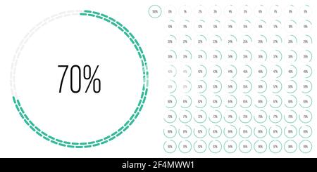 Set of circle percentage diagrams meters from 0 to 100 ready-to-use for web design, user interface UI or infographic - indicator with green Stock Vector
