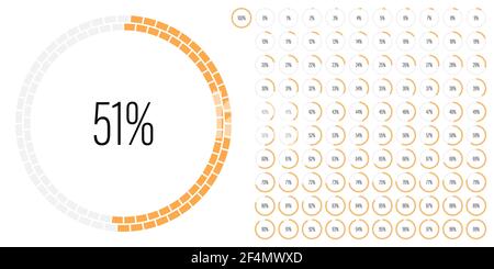 Set of circle percentage diagrams meters from 0 to 100 ready-to-use for web design, user interface UI or infographic with brick concept - indicator wi Stock Vector
