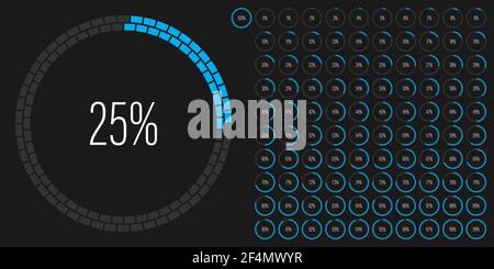 Set of circle percentage diagrams meters from 0 to 100 ready-to-use for web design, user interface UI or infographic with brick concept - indicator wi Stock Vector