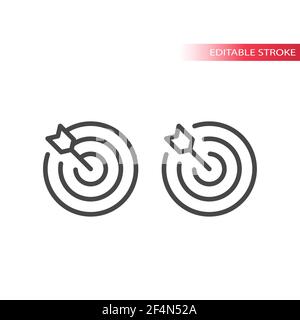 Target and arrow line vector icon. Business goals and success darts symbol, editable stroke. Stock Vector