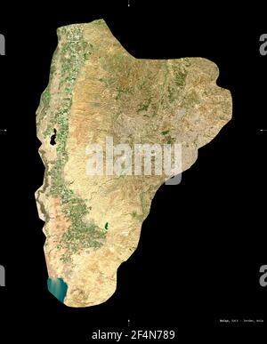 Shape of Balqa, province of Jordan, with its capital isolated on a ...