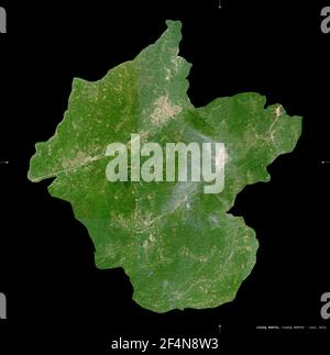 Louang Namtha, province of Laos. Sentinel-2 satellite imagery. Shape isolated on black. Description, location of the capital. Contains modified Copern Stock Photo