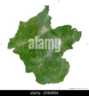 Louang Namtha, province of Laos. Sentinel-2 satellite imagery. Shape isolated on white solid. Description, location of the capital. Contains modified Stock Photo