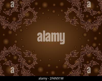 Romantic postcard with floral elements and circles in brown and beige colors Stock Vector