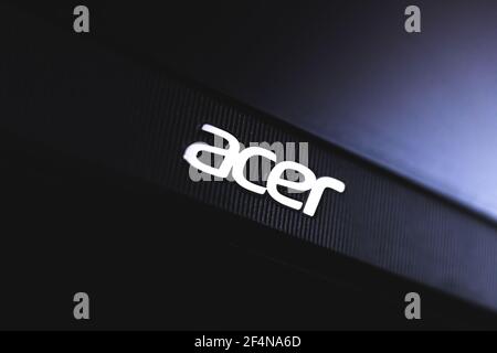 Kharkov, Ukraine - March 22, 2021: Acer logo close-up Stock Photo